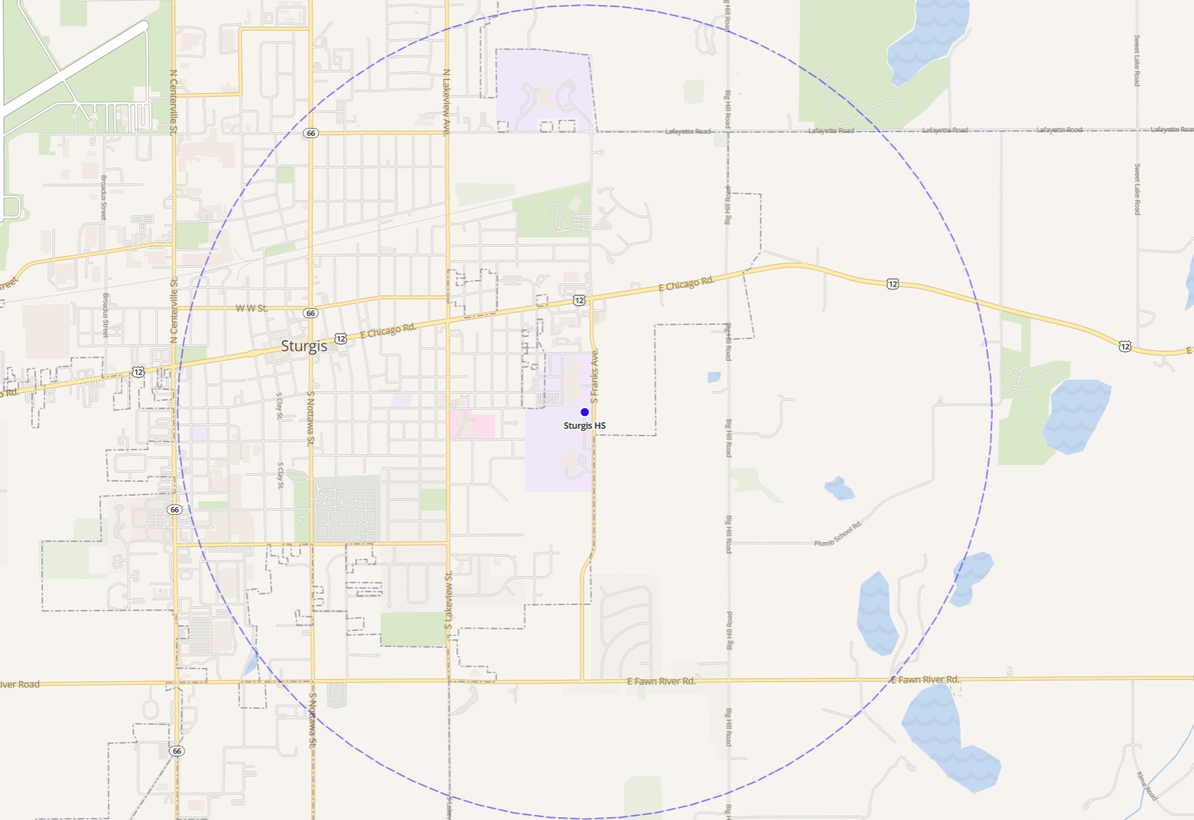 If your residence is within this circle, you are within walking distance.